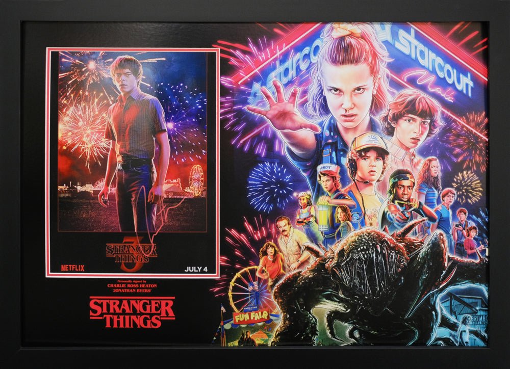 Stranger Things Framed Display Signed by Charlie Heaton - Memorabilia Framers Shop